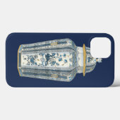 Coques Case-Mate iPhone Urne asiatique décorative en bleu et blanc (Verso (horizontal))