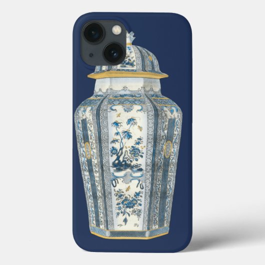 Coques Case-Mate iPhone Urne asiatique décorative en bleu et blanc (Verso)