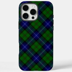 Coques iPhone 16 Pro Max Urquhart tartan bleu vert plaid