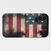 Coques Case-Mate iPhone US/USA, drapeau SAD sur arrière - plan noir (Dos (Horizontal))