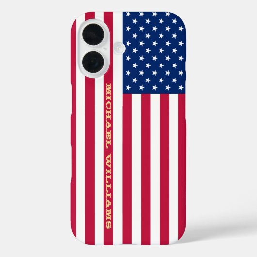 Coques Case-Mate iPhone USA American Flag Gold Monogramme Patriotique élég (Verso)