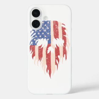 Coques iPhone 16 USA Flag Skull Beard | Distressed Patriotic Design