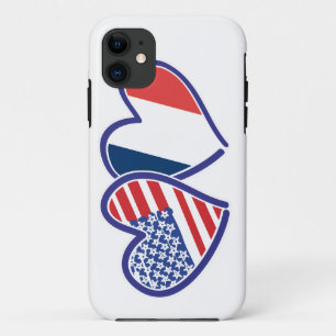 Coque iPhone 11 USA France Love Hearts