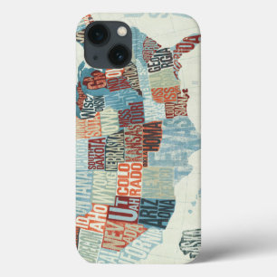 iPhone 13 Case USA Map with States in Words
