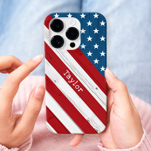 Coques iPhone 16 Pro USA Patriotic Stars & Stripes Rustic American Flag