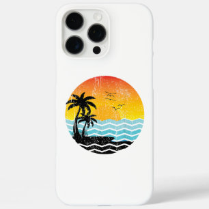 Coques iPhone 16 Pro Max Vacances d'été Palmiers Rétro Coucher de soleil Tr