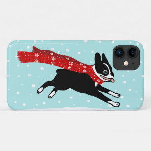 Case-Mate iPhone Case Vacances d'hiver Boston Terrier portant un écharpe