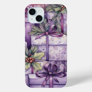 COQUE iPhone 15 MINI VACANCES PURPLES PRÉSENTS