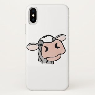 Case-Mate iPhone Case vache de dessin animé noir blanc rose baiser gris