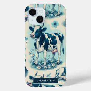 Coque Pour iPhone 15 Vache de ferme vintage sans joint