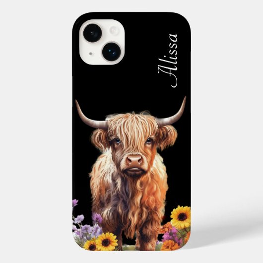 Coques Case-Mate iPhone Vache des Highlands mignonne avec nom (Verso)