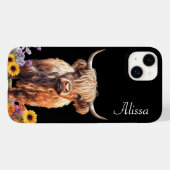 Coques Case-Mate iPhone Vache des Highlands mignonne avec nom (Verso (horizontal))