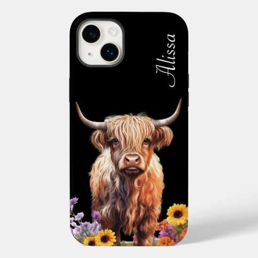 Coques Case-Mate iPhone Vache des Highlands mignonne avec nom (Verso)