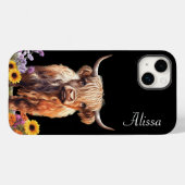 Coques Case-Mate iPhone Vache des Highlands mignonne avec nom (Verso (horizontal))