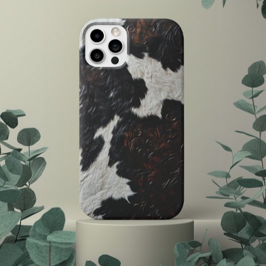 Coques Case-Mate iPhone Vache en cuir à outils Faux tachée fourrure cachée