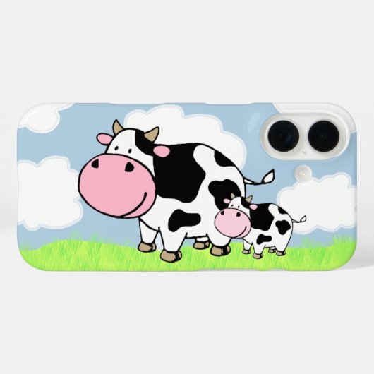 Coques Case-Mate iPhone Vache et bébé (Verso (horizontal))