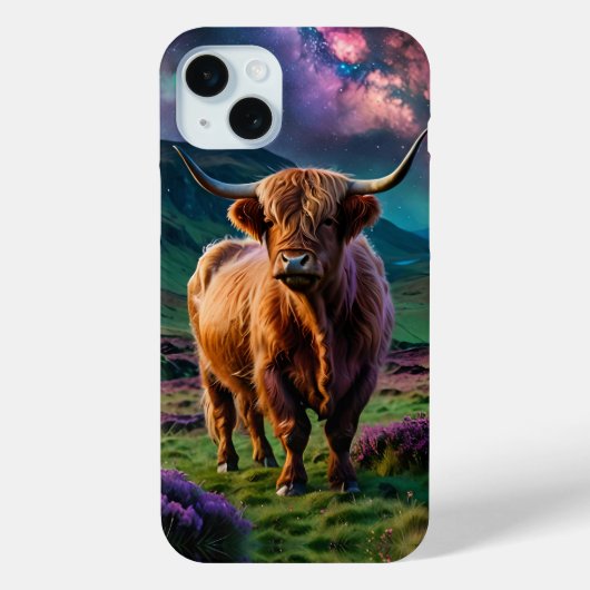 Coques Case-Mate iPhone Vache Highland sous les étoiles (Verso)