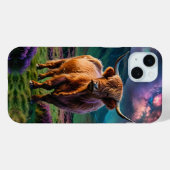 Coques Case-Mate iPhone Vache Highland sous les étoiles (Verso (horizontal))
