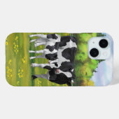 Coques Case-Mate iPhone Vache Holstein et veau mignon en pâturage d'été (Verso (horizontal))