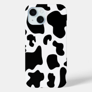 Coque Pour iPhone 15 Vache noire et blanche