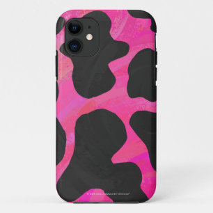 Coque iPhone 11 Vache rose chaud et noir