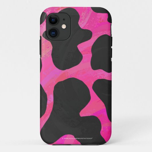 Coques Case-Mate iPhone Vache rose chaud et noir (Dos)