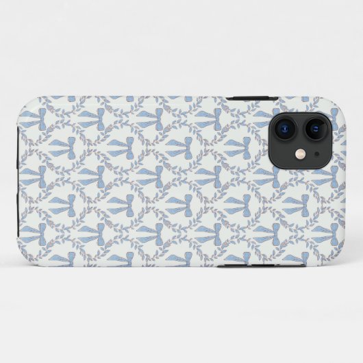 Coques Case-Mate iPhone Vaches Coquette Bleues, Trellis, Preppy (Dos (Horizontal))