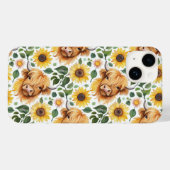 Coques Case-Mate iPhone Vaches Highland et fleurs de tournesol jaune (Verso (horizontal))