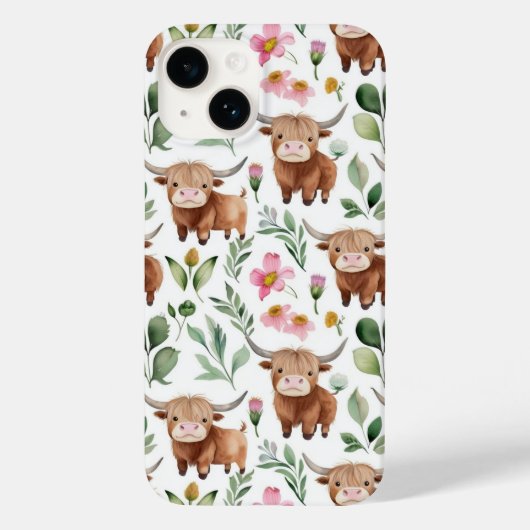 Coques Case-Mate iPhone Vaches Highland et fleurs roses Motif Floral (Verso)