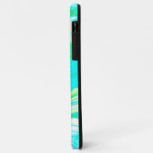 Coques Case-Mate iPhone Vague Abstrait Monogramme Initiales Cool bleu vert (Dos/Gauche)