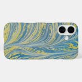 Coques Case-Mate iPhone Vague Abstraite Bleue Et Or (Verso (horizontal))