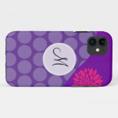 Coques Case-Mate iPhone Vague assez pourpre de pois avec la fleur rose (Dos (Horizontal))