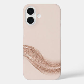 Coques iPhone 16 Vague Luxueux Rose Mat et Paillettes Rose Gold Vag