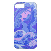 Coques Case-Mate iPhone Vague, Sirène, Imaginaire d'art asiatique, Bleu et (Dos)