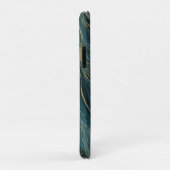 Coques Case-Mate iPhone Vagues Abstraites Aquarelle Bleu Or Tranquille (Dos/Droite)
