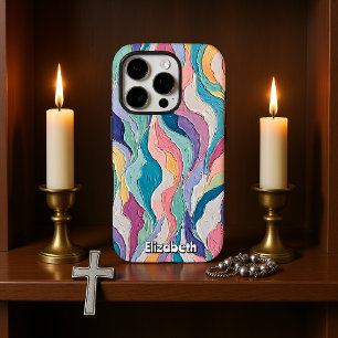 Coques iPhone 16 Pro Vagues Abstraites colorées dans les pastels doux