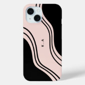 Coques Case-Mate iPhone Vagues Abstraites modernes Noir & Crème (Verso)