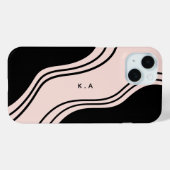 Coques Case-Mate iPhone Vagues Abstraites modernes Noir & Crème (Verso (horizontal))