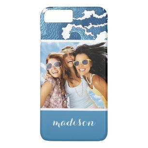 Coque iPhone 8 Plus/7 Plus Vagues Abstraites Votre photo et votre nom