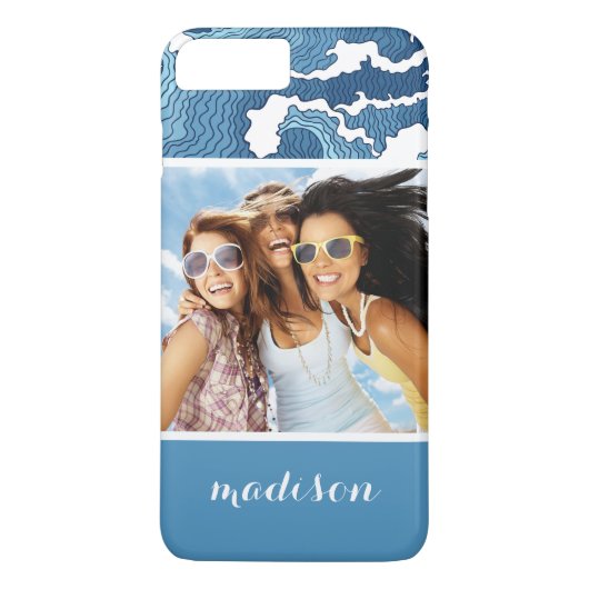 Coques Case-Mate iPhone Vagues Abstraites | Votre photo et votre nom (Dos)