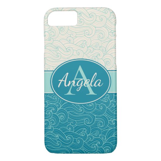 Coques Case-Mate iPhone Vagues Aqua personnalisées (Dos)