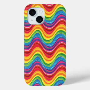 Coque Pour iPhone 15 Vagues arc-en-ciel Abstraites