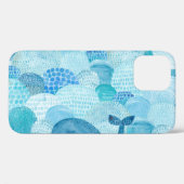 Coques Case-Mate iPhone Vagues, baleine, texture bleu enfantine (Verso (horizontal))