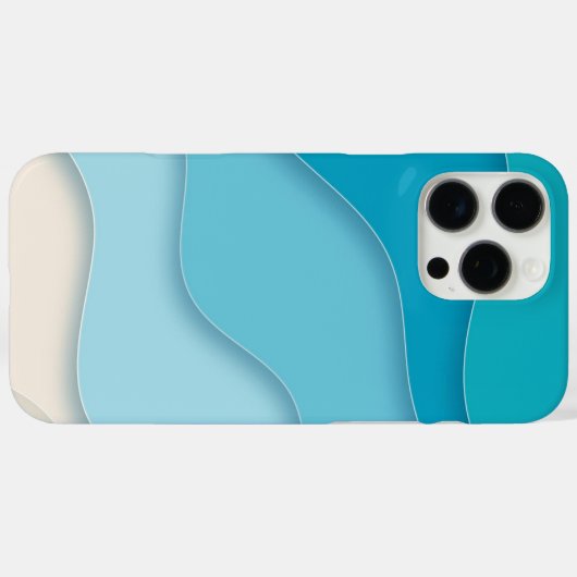 Coques Case-Mate iPhone Vagues bleu 3D (Verso (horizontal))
