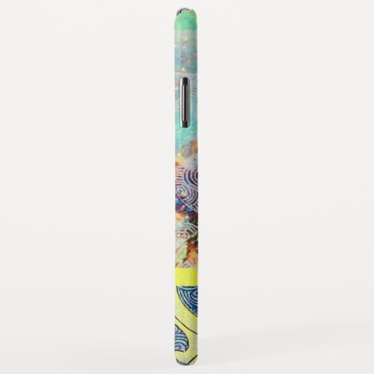 Coques Case-Mate iPhone VAGUES / Bleu Jaune brillant en étincelles d'or (Dos/Droite)