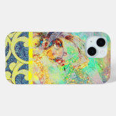 Coques Case-Mate iPhone VAGUES / Bleu Jaune brillant en étincelles d'or (Verso (horizontal))