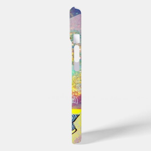 Coques Case-Mate iPhone VAGUES / Bleu Jaune brillant en étincelles d'or (Verso / Gauche)