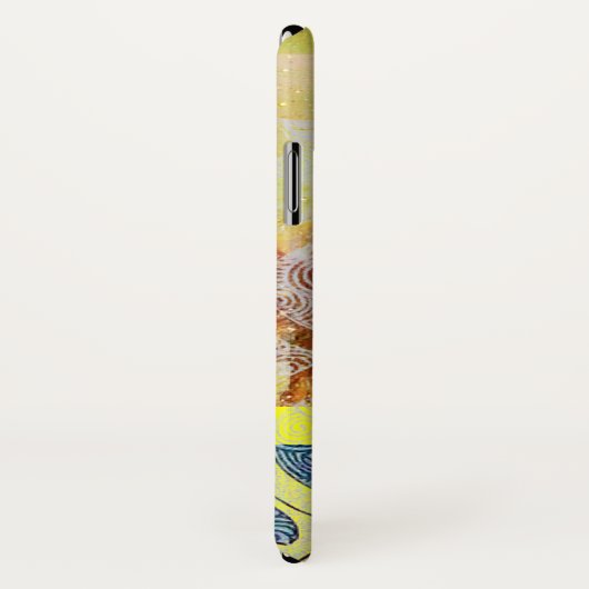 Coques Case-Mate iPhone VAGUES / Bleu Jaune brillant en étincelles d'or (Dos/Droite)