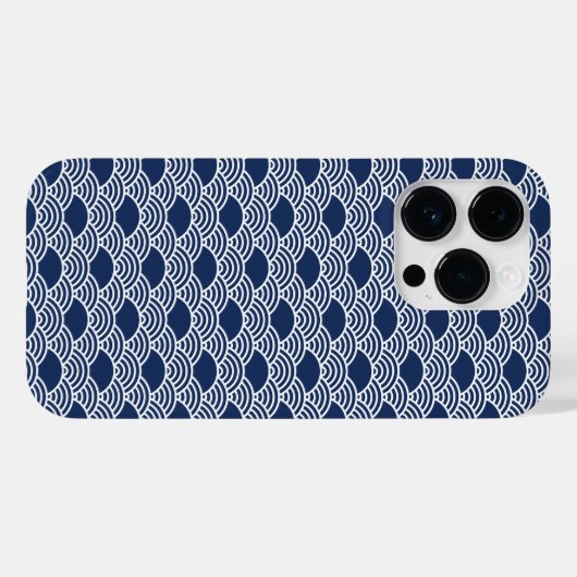 Coques Case-Mate iPhone vagues bleues abstraites de style chinois (Verso (horizontal))