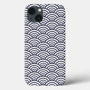 Etui iPhone 13 Vagues bleues japonaises Seigaiha Mer